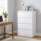 VIYET 52H Classeur latéral à 4 tiroirs avec serrure, armoire de classement métallique verrouillable blanche pour le bureau à domicile, convient aux documents de format légal/lettre/A4/F4