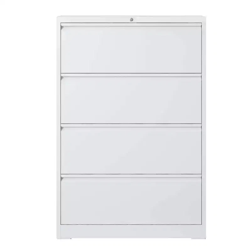 VIYET 52H Classeur latéral à 4 tiroirs avec serrure, armoire de classement métallique verrouillable blanche pour le bureau à domicile, convient aux documents de format légal/lettre/A4/F4