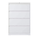 VIYET 52H Classeur latéral à 4 tiroirs avec serrure, armoire de classement métallique verrouillable blanche pour le bureau à domicile, convient aux documents de format légal/lettre/A4/F4