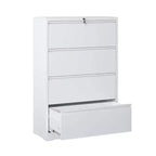 VIYET 52H Classeur latéral à 4 tiroirs avec serrure, armoire de classement métallique verrouillable blanche pour le bureau à domicile, convient aux documents de format légal/lettre/A4/F4
