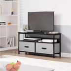 Meuble TV 2 tiroirs en tissu (MDF + Fer)
