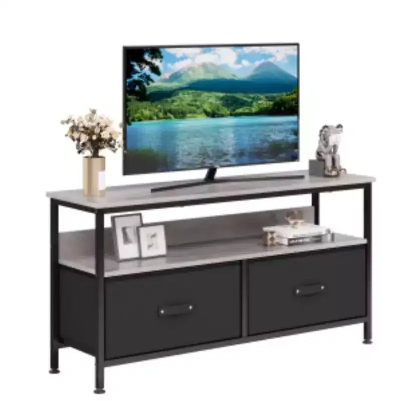 Meuble TV 2 tiroirs en tissu (MDF + Fer)