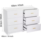 Commode à 6 tiroirs, commode de rangement moderne à structure durable avec tiroirs profonds, dispositif anti-basculement pour la maison, le bureau, le salon