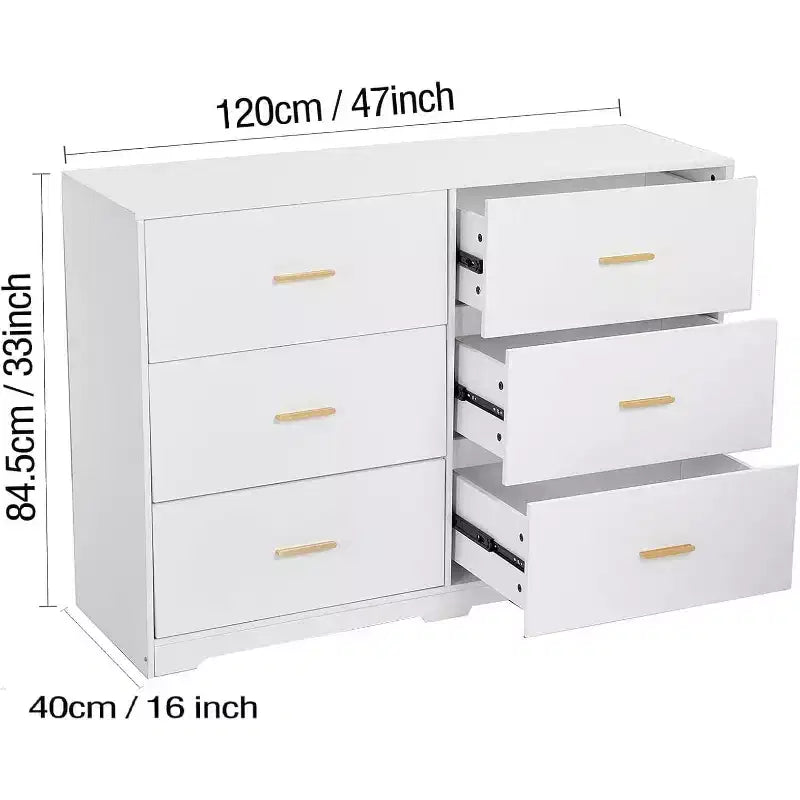 Commode à 6 tiroirs, commode de rangement moderne à structure durable avec tiroirs profonds, dispositif anti-basculement pour la maison, le bureau, le salon