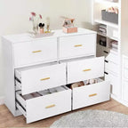 Commode à 6 tiroirs, commode de rangement moderne à structure durable avec tiroirs profonds, dispositif anti-basculement pour la maison, le bureau, le salon