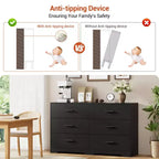 Commode à 6 tiroirs, commode de rangement moderne à structure durable avec tiroirs profonds, dispositif anti-basculement pour la maison, le bureau, le salon