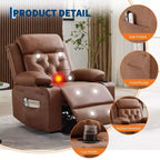 Fauteuil inclinable COZONY 42 avec élévateur, canapé inclinable électrique surdimensionné en cuir PU avec massage et chauffage, deux porte-gobelets, poches latérales pour salon