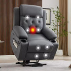 Fauteuil inclinable COZONY 42 avec élévateur, canapé inclinable électrique surdimensionné en cuir PU avec massage et chauffage, deux porte-gobelets, poches latérales pour salon
