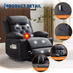 Fauteuil inclinable COZONY 42 avec élévateur, canapé inclinable électrique surdimensionné en cuir PU avec massage et chauffage, deux porte-gobelets, poches latérales pour salon