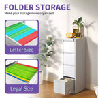 VIYET 52H Classeur vertical en métal blanc à 4 tiroirs avec serrure, armoire de classement en acier pour bureau à domicile, compatible avec les documents A4/légaux/lettre