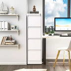 VIYET 52H Classeur vertical en métal blanc à 4 tiroirs avec serrure, armoire de classement en acier pour bureau à domicile, compatible avec les documents A4/légaux/lettre