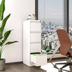 VIYET 52H Classeur vertical en métal blanc à 4 tiroirs avec serrure, armoire de classement en acier pour bureau à domicile, compatible avec les documents A4/légaux/lettre
