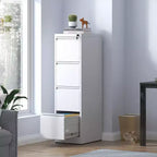 VIYET 52H Classeur vertical en métal blanc à 4 tiroirs avec serrure, armoire de classement en acier pour bureau à domicile, compatible avec les documents A4/légaux/lettre