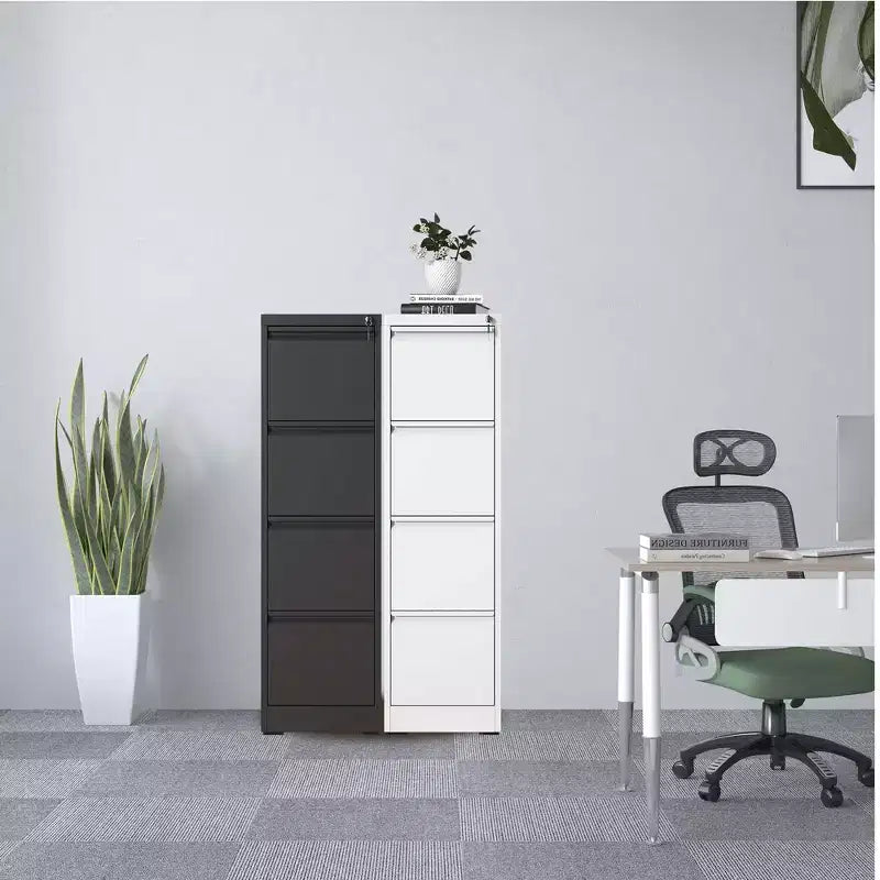 VIYET 52H Classeur vertical en métal blanc à 4 tiroirs avec serrure, armoire de classement en acier pour bureau à domicile, compatible avec les documents A4/légaux/lettre