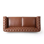 Canapé Chesterfield classique 3 places avec dossier capitonné, garniture cloutée et pieds en bois, canapé d'appoint en cuir PU pour salon ou lounge - Panipeachy