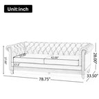 Canapé Chesterfield classique 3 places avec dossier capitonné, garniture cloutée et pieds en bois, canapé d'appoint en cuir PU pour salon ou lounge - Panipeachy