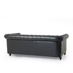 Canapé Chesterfield classique 3 places avec dossier capitonné, garniture cloutée et pieds en bois, canapé d'appoint en cuir PU pour salon ou lounge - Panipeachy