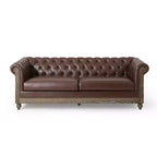 Canapé Chesterfield classique 3 places avec dossier capitonné, garniture cloutée et pieds en bois, canapé d'appoint en cuir PU pour salon ou lounge - Panipeachy