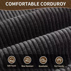 Canapé convertible 4 en 1, matelas de sol en velours côtelé avec 2 oreillers et accoudoirs métalliques, lit d'appoint en mousse haute densité, gris