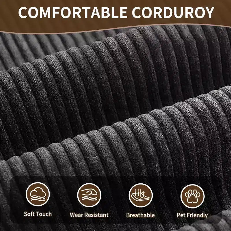 Canapé convertible 4 en 1, matelas de sol en velours côtelé avec 2 oreillers et accoudoirs métalliques, lit d'appoint en mousse haute densité, gris