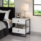 Table de chevet moderne Boyd Sleep Pesaro avec station de charge, table d'appoint avec ports USB et prises de courant