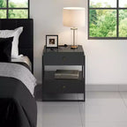 Table de chevet moderne Boyd Sleep Pesaro avec station de charge, table d'appoint avec ports USB et prises de courant