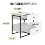 Table de chevet moderne Boyd Sleep Pesaro avec station de charge, table d'appoint avec ports USB et prises de courant