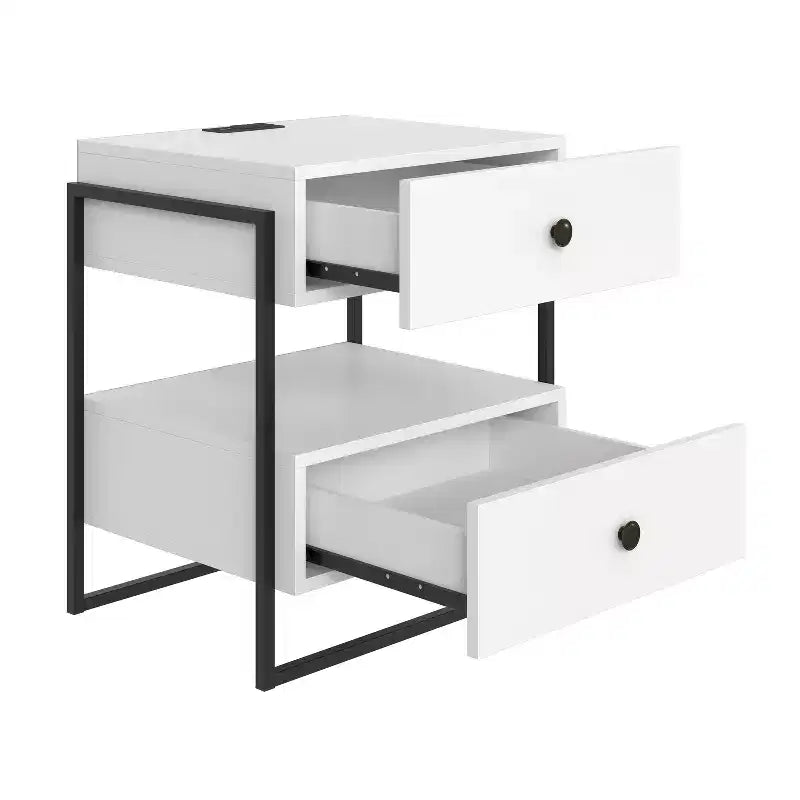 Table de chevet moderne Boyd Sleep Pesaro avec station de charge, table d'appoint avec ports USB et prises de courant