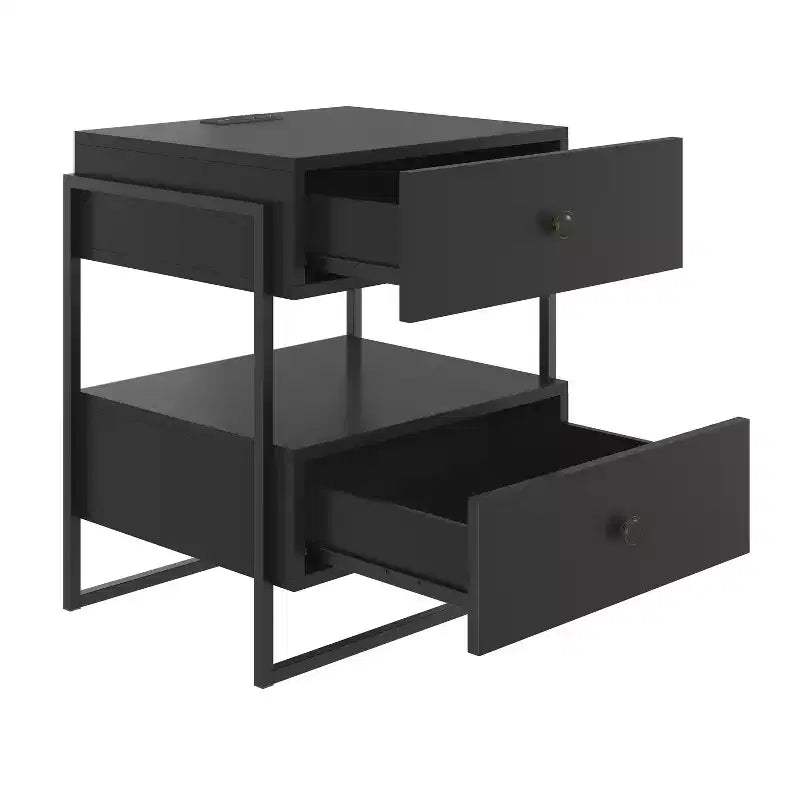 Table de chevet moderne Boyd Sleep Pesaro avec station de charge, table d'appoint avec ports USB et prises de courant