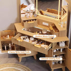 Coiffeuse cannelée de 48 pouces, grande coiffeuse d'angle éclairée avec triple miroir HD et lumières, table de maquillage