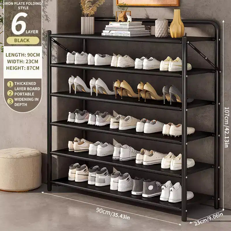 AEELLEEA Range-chaussures étroit peu encombrant – Support de rangement pour chaussures à cadre métallique robuste pour 10 à 20 paires, noir rustique, idéal pour l'entrée