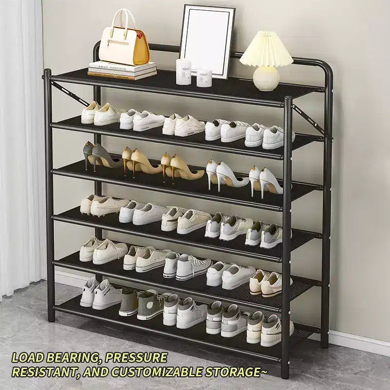 AEELLEEA Range-chaussures étroit peu encombrant – Support de rangement pour chaussures à cadre métallique robuste pour 10 à 20 paires, noir rustique, idéal pour l'entrée