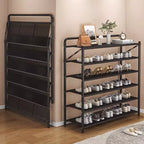 AEELLEEA Range-chaussures étroit peu encombrant – Support de rangement pour chaussures à cadre métallique robuste pour 10 à 20 paires, noir rustique, idéal pour l'entrée
