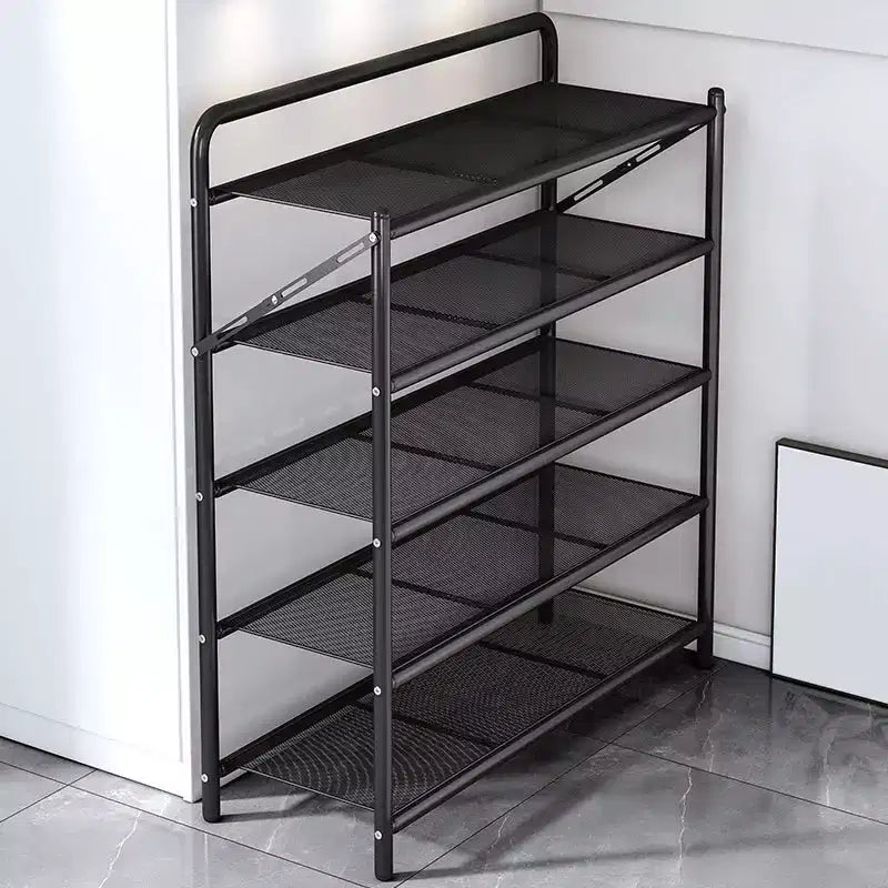 AEELLEEA Range-chaussures étroit peu encombrant – Support de rangement pour chaussures à cadre métallique robuste pour 10 à 20 paires, noir rustique, idéal pour l'entrée