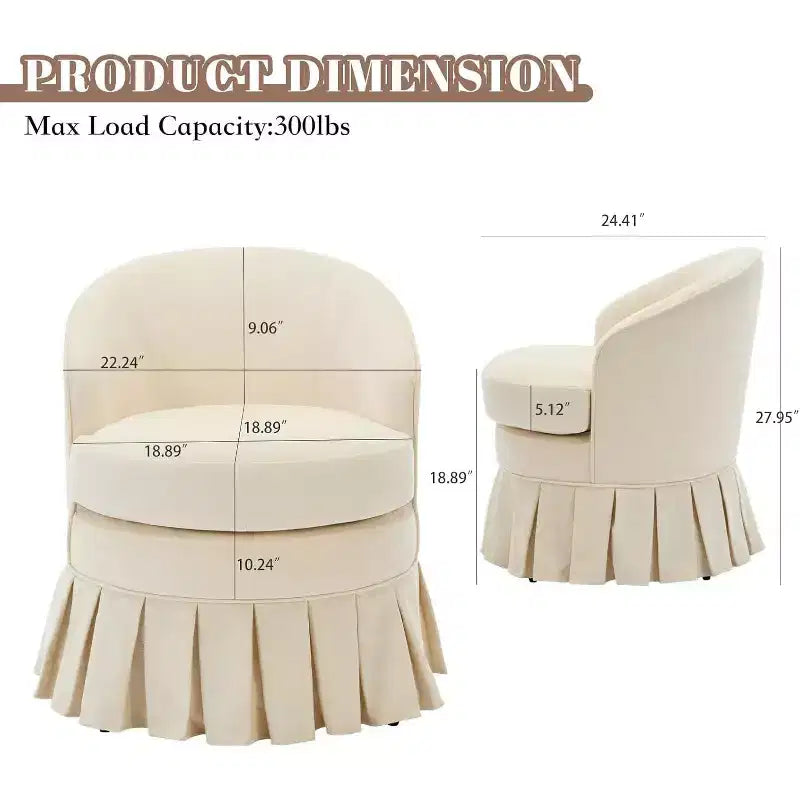Chaise de salle à manger rembourrée, Fauteuil moderne du milieu du siècle, Tabouret de coiffeuse, Canapé simple confortable pour chambre à coucher, salon, salle à manger, Beige