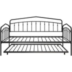 Lit de repos double avec lit gigogne double, cadre en métal robuste, lit de repos avec cadre de lit gigogne, sommier avec support à lattes métalliques