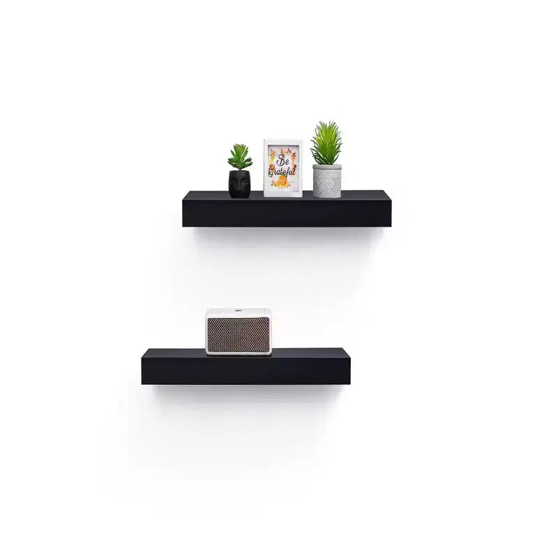 Étagère flottante noire 18.11 C avec support invisible pour montage mural en bois, parfaite pour la décoration de salle de bain/chambre/cuisine ou pour exposer des livres/plantes, facile à installer.