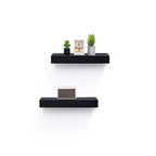 Étagère flottante noire 18.11 C avec support invisible pour montage mural en bois, parfaite pour la décoration de salle de bain/chambre/cuisine ou pour exposer des livres/plantes, facile à installer.