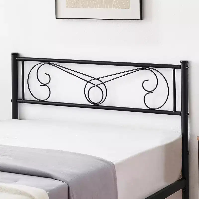 Cadres de lit jumeaux pour enfants, cadre de lit plateforme en métal avec tête et pied de lit, support de lattes de lit robuste, pas besoin de sommier tapissier, sans bruit, noir
