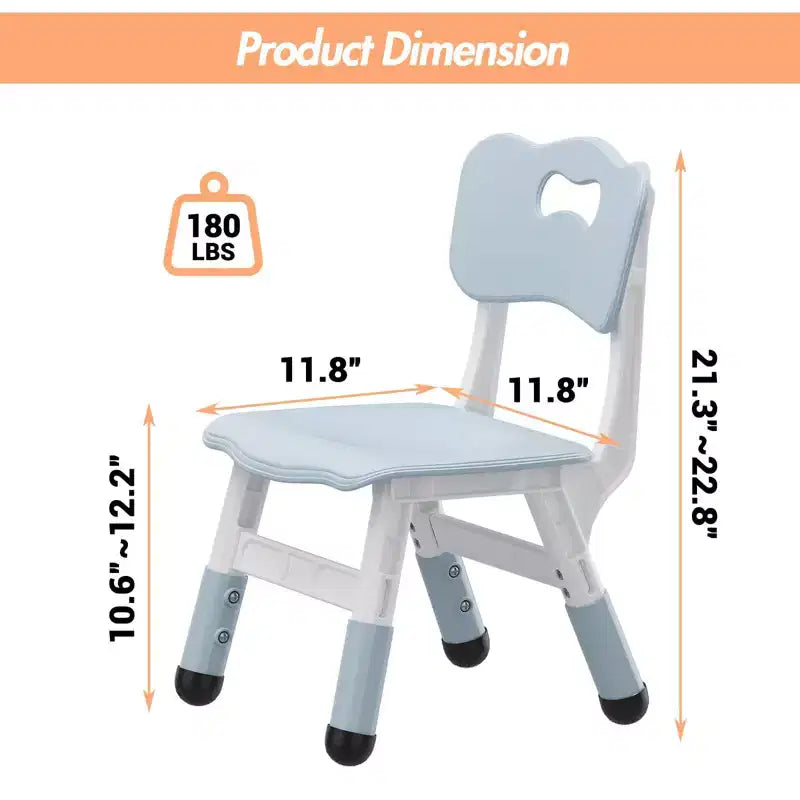 Lot de 2 chaises pour enfants, chaise en plastique réglable en hauteur sur 3 niveaux pour enfants (2-6 ans) - Idéal pour la maison, la salle de classe et la crèche