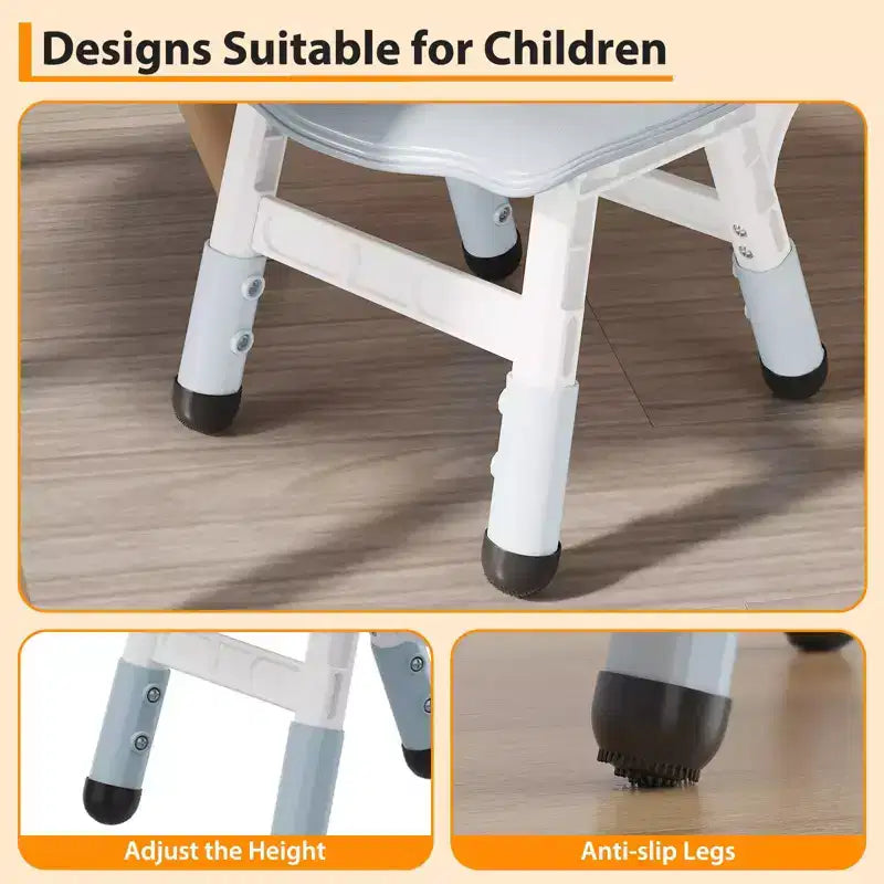 Lot de 2 chaises pour enfants, chaise en plastique réglable en hauteur sur 3 niveaux pour enfants (2-6 ans) - Idéal pour la maison, la salle de classe et la crèche