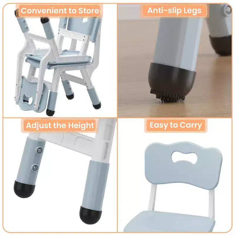 Lot de 2 chaises pour enfants, chaise en plastique réglable en hauteur sur 3 niveaux pour enfants (2-6 ans) - Idéal pour la maison, la salle de classe et la crèche