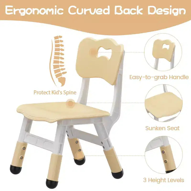 Lot de 2 chaises pour enfants, chaise en plastique réglable en hauteur sur 3 niveaux pour enfants (2-6 ans) - Idéal pour la maison, la salle de classe et la crèche