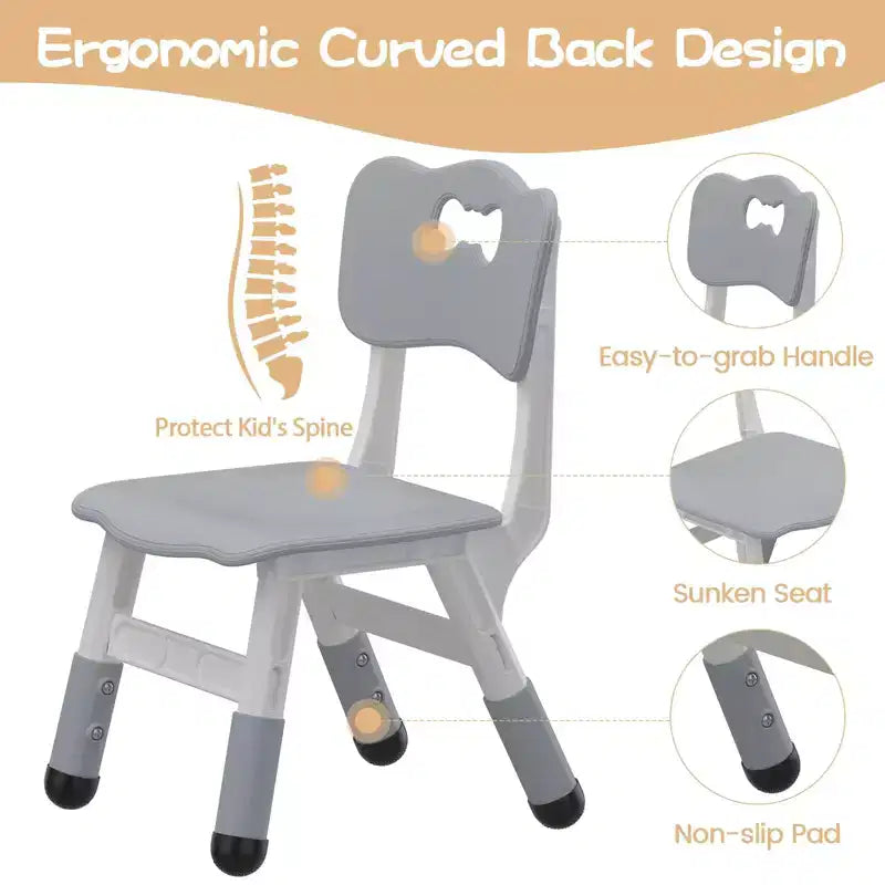 Lot de 2 chaises pour enfants, chaise en plastique réglable en hauteur sur 3 niveaux pour enfants (2-6 ans) - Idéal pour la maison, la salle de classe et la crèche