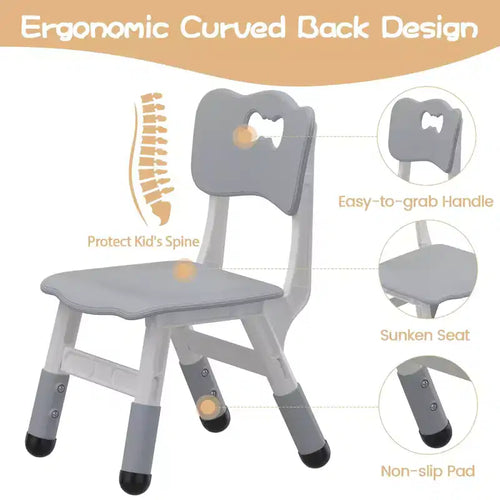 Lot de 2 chaises pour enfants, chaise en plastique réglable en hauteur sur 3 niveaux pour enfants (2-6 ans) - Idéal pour la maison, la salle de classe et la crèche