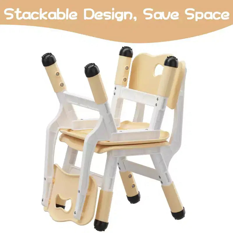 Lot de 2 chaises pour enfants, chaise en plastique réglable en hauteur sur 3 niveaux pour enfants (2-6 ans) - Idéal pour la maison, la salle de classe et la crèche