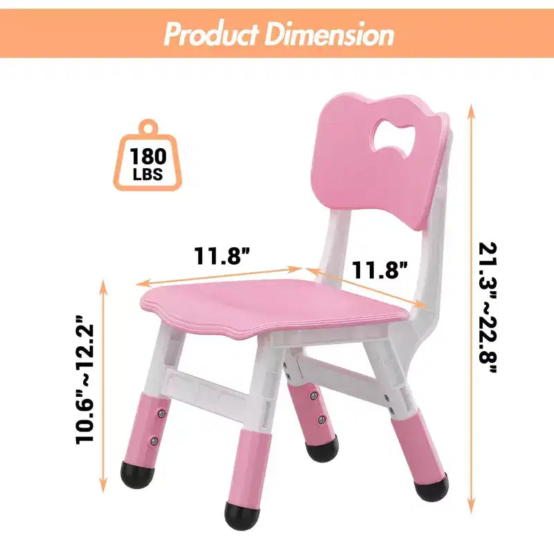Lot de 2 chaises pour enfants, chaise en plastique réglable en hauteur sur 3 niveaux pour enfants (2-6 ans) - Idéal pour la maison, la salle de classe et la crèche