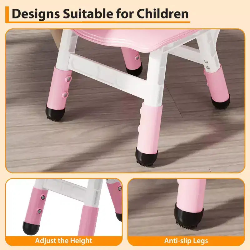 Lot de 2 chaises pour enfants, chaise en plastique réglable en hauteur sur 3 niveaux pour enfants (2-6 ans) - Idéal pour la maison, la salle de classe et la crèche