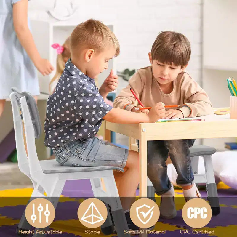 Lot de 2 chaises pour enfants, chaise en plastique réglable en hauteur sur 3 niveaux pour enfants (2-6 ans) - Idéal pour la maison, la salle de classe et la crèche
