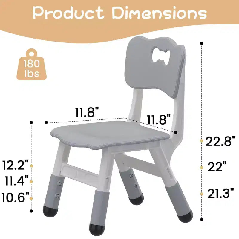Lot de 2 chaises pour enfants, chaise en plastique réglable en hauteur sur 3 niveaux pour enfants (2-6 ans) - Idéal pour la maison, la salle de classe et la crèche